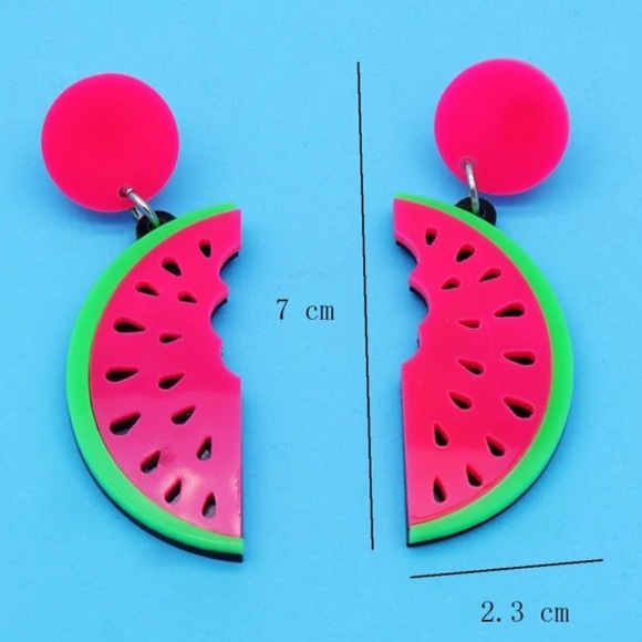 •Watermelon Design Drop Earrings• - Picture 5 of 5